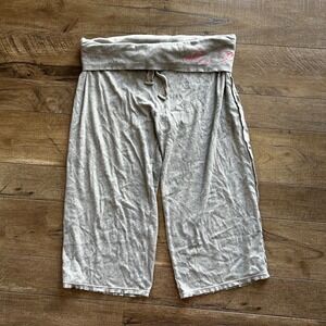 Y2K Victoria's Secret PINK Gray Foldover Waist Capri Yoga Pants True Love Large
